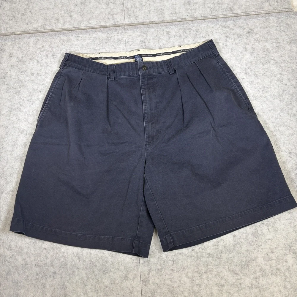 Polo Ralph Lauren Shorts Tyler Pleated Chino 34 Navy Classic Fit Cotton